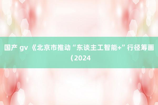 国产 gv 《北京市推动“东谈主工智能+”行径筹画（2024